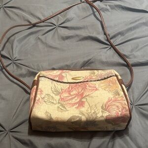 Liz Claiborne Floral Crossbody Bag in Cream and Brown